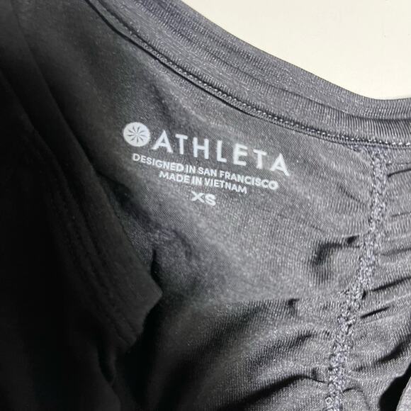 ATHLETA Pacifica Contoured Rashguard Running Black Tank Top XS Ruched Cinched - Picture 6 of 12